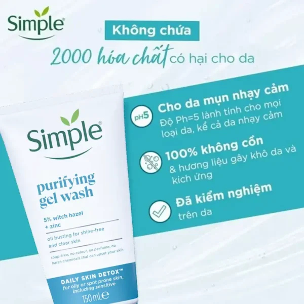 ژل شستشوی پوست چرب سیمپل Simple Purifying Gel Wash ( اصلی ) - Image 3