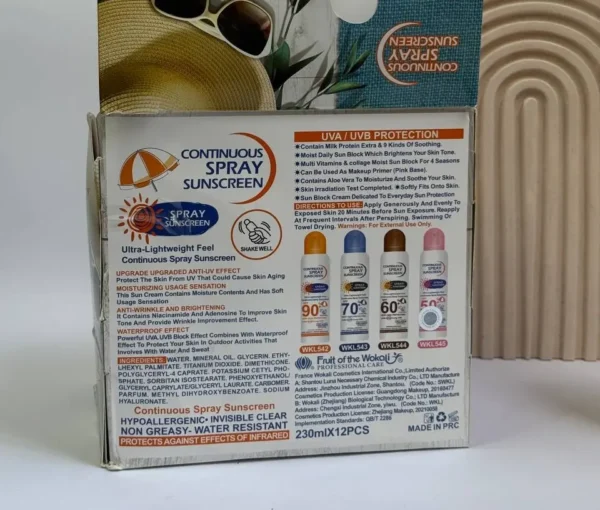 اسپری ضدآفتاب سفیدکننده SPF50 وکالی WOKALI